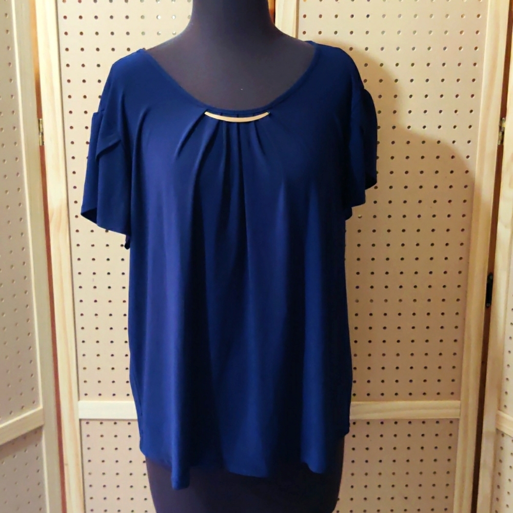 Navy blue office work blouse